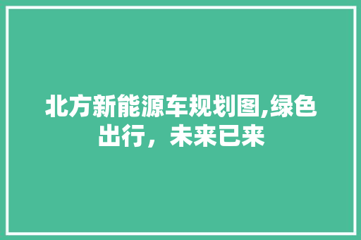 北方新能源车规划图,绿色出行，未来已来