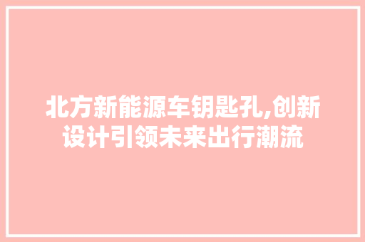 北方新能源车钥匙孔,创新设计引领未来出行潮流