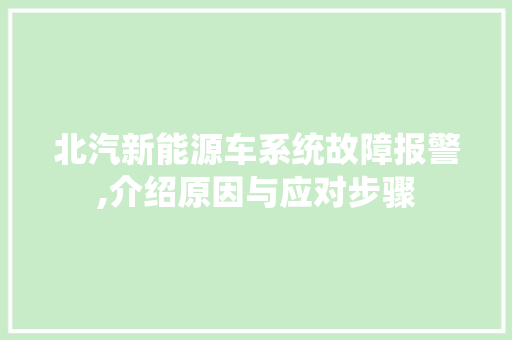 北汽新能源车系统故障报警,介绍原因与应对步骤