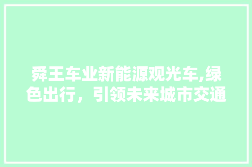 舜王车业新能源观光车,绿色出行，引领未来城市交通新潮流