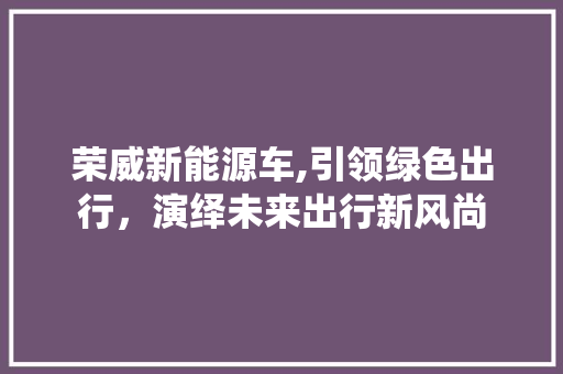 荣威新能源车,引领绿色出行，演绎未来出行新风尚