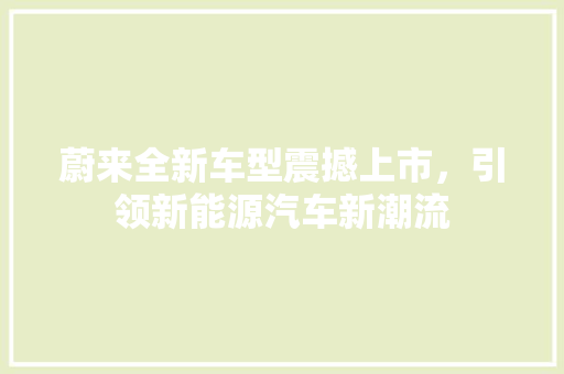 蔚来全新车型震撼上市，引领新能源汽车新潮流