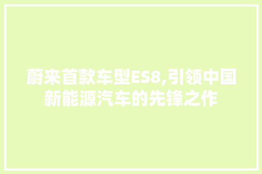 蔚来首款车型ES8,引领中国新能源汽车的先锋之作