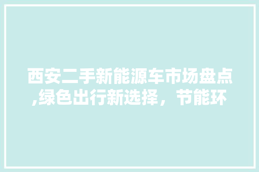 西安二手新能源车市场盘点,绿色出行新选择，节能环保再升级