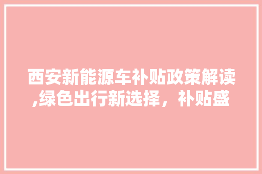 西安新能源车补贴政策解读,绿色出行新选择，补贴盛宴助力环保未来