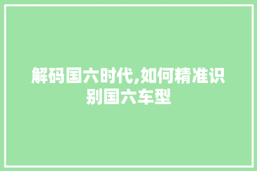 解码国六时代,如何精准识别国六车型