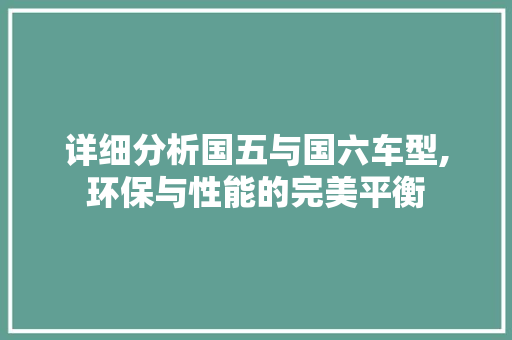 详细分析国五与国六车型,环保与性能的完美平衡