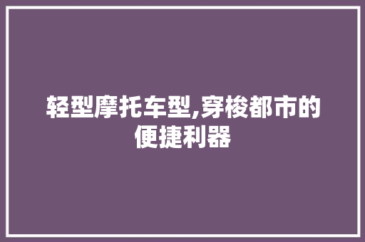 轻型摩托车型,穿梭都市的便捷利器