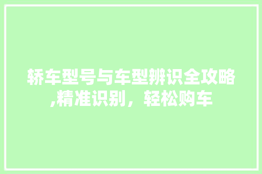轿车型号与车型辨识全攻略,精准识别，轻松购车 汽车配件