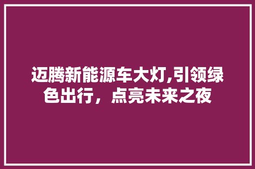 迈腾新能源车大灯,引领绿色出行，点亮未来之夜