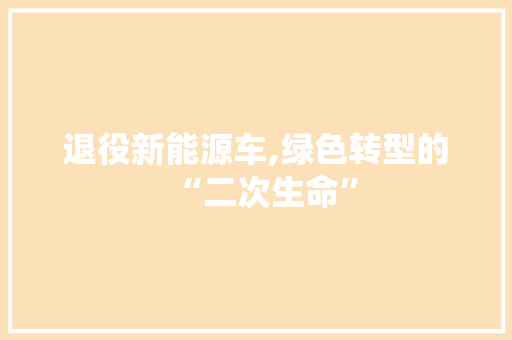 退役新能源车,绿色转型的“二次生命”