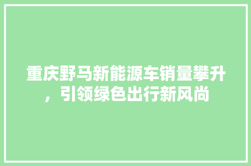 重庆野马新能源车销量攀升，引领绿色出行新风尚 发动机配件