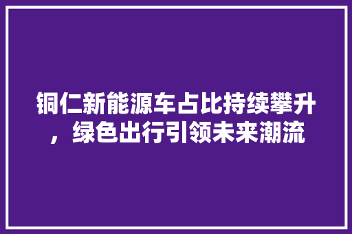 铜仁新能源车占比持续攀升，绿色出行引领未来潮流