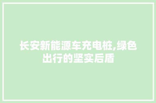 长安新能源车充电桩,绿色出行的坚实后盾