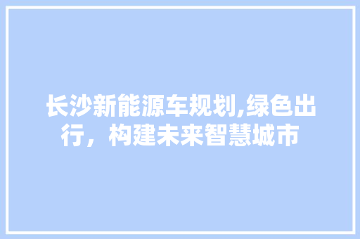 长沙新能源车规划,绿色出行，构建未来智慧城市