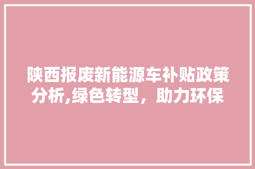陕西报废新能源车补贴政策分析,绿色转型，助力环保新篇章 车灯配件
