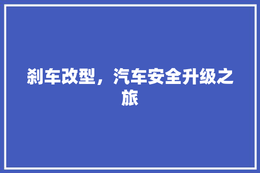 刹车改型，汽车安全升级之旅