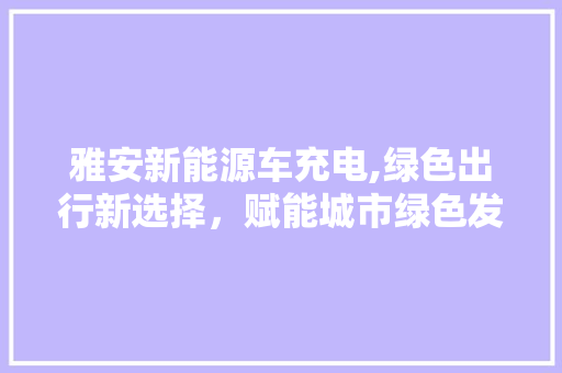 雅安新能源车充电,绿色出行新选择，赋能城市绿色发展