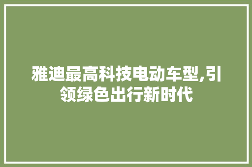 雅迪最高科技电动车型,引领绿色出行新时代