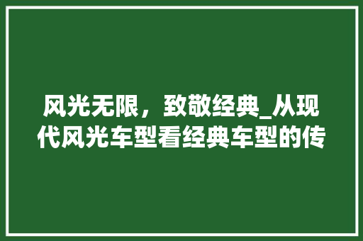 风光无限，致敬经典_从现代风光车型看经典车型的传承与发展