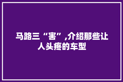 马路三“害”,介绍那些让人头疼的车型