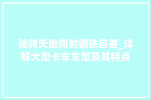 驰骋天地间的钢铁巨兽_详解大型卡车车型及其特点