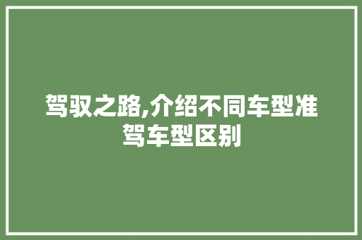 驾驭之路,介绍不同车型准驾车型区别 车灯配件