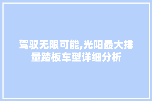 驾驭无限可能,光阳最大排量踏板车型详细分析 车身配件