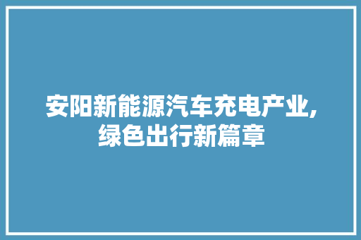 安阳新能源汽车充电产业,绿色出行新篇章