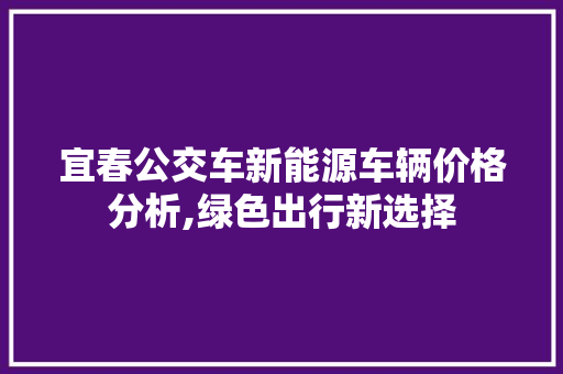 宜春公交车新能源车辆价格分析,绿色出行新选择