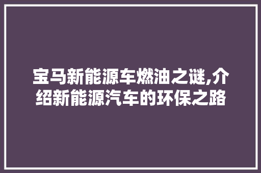 宝马新能源车燃油之谜,介绍新能源汽车的环保之路