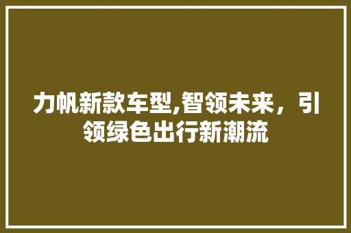 力帆新款车型,智领未来，引领绿色出行新潮流