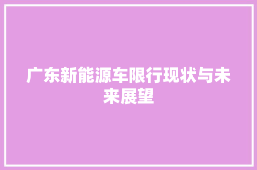 广东新能源车限行现状与未来展望