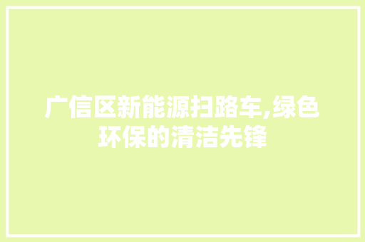 广信区新能源扫路车,绿色环保的清洁先锋