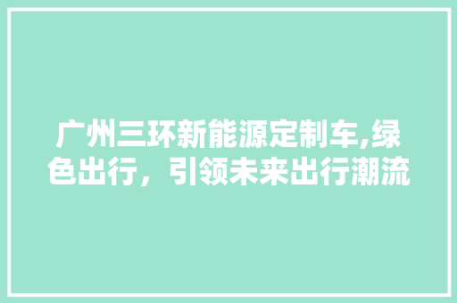 广州三环新能源定制车,绿色出行，引领未来出行潮流 变速箱配件