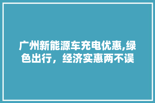 广州新能源车充电优惠,绿色出行，经济实惠两不误