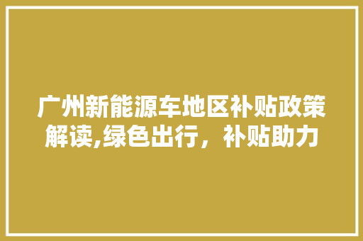 广州新能源车地区补贴政策解读,绿色出行，补贴助力