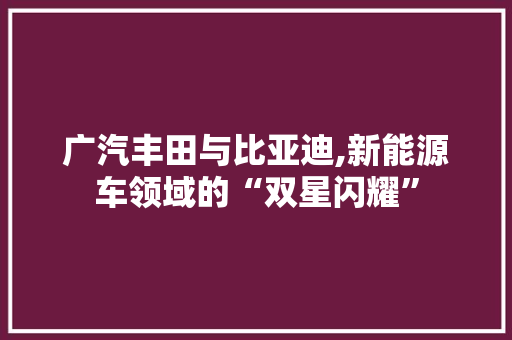 广汽丰田与比亚迪,新能源车领域的“双星闪耀”