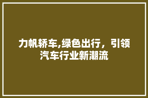 力帆轿车,绿色出行，引领汽车行业新潮流