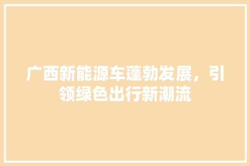 广西新能源车蓬勃发展，引领绿色出行新潮流