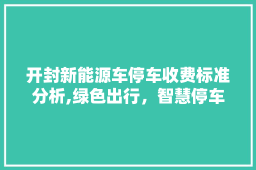 开封新能源车停车收费标准分析,绿色出行，智慧停车