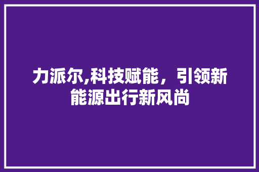 力派尔,科技赋能，引领新能源出行新风尚