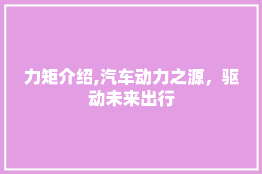 力矩介绍,汽车动力之源，驱动未来出行