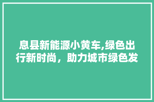 息县新能源小黄车,绿色出行新时尚，助力城市绿色发展