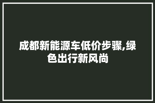 成都新能源车低价步骤,绿色出行新风尚
