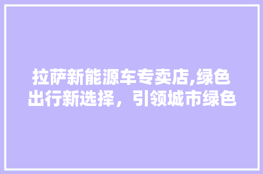 拉萨新能源车专卖店,绿色出行新选择，引领城市绿色转型