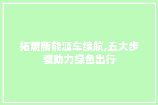 拓展新能源车续航,五大步骤助力绿色出行