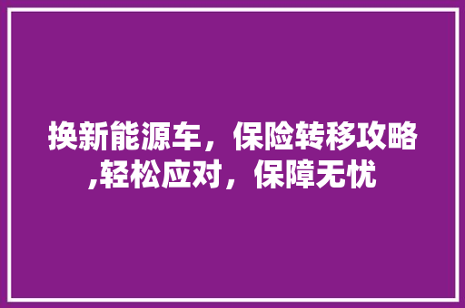换新能源车，保险转移攻略,轻松应对，保障无忧