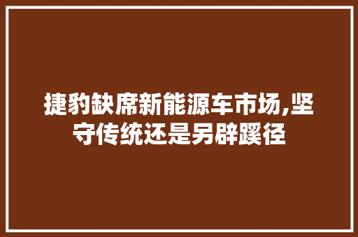 捷豹缺席新能源车市场,坚守传统还是另辟蹊径