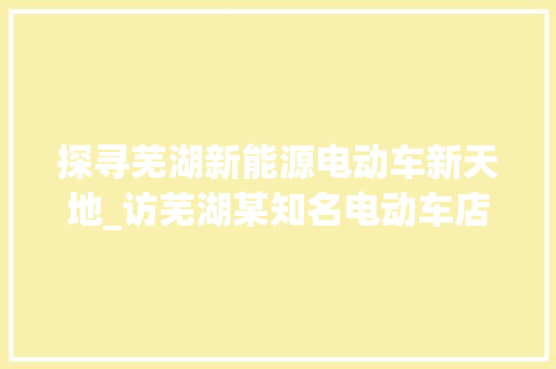 探寻芜湖新能源电动车新天地_访芜湖某知名电动车店